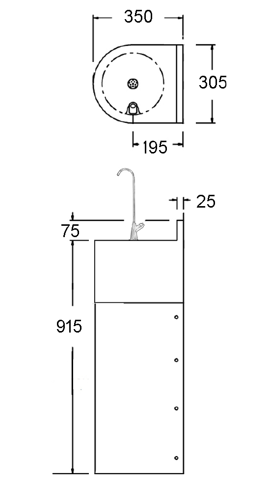 floor standing bottle filling station  dimensions